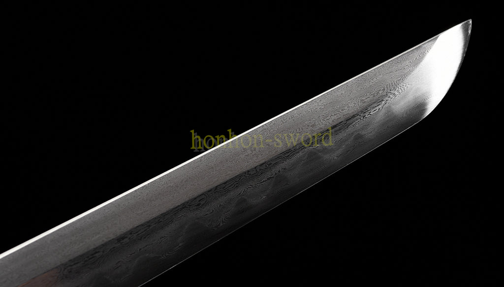 Épée de samouraï japonaise en acier plié noir, katana, lame tranchante faite à la main, noire 