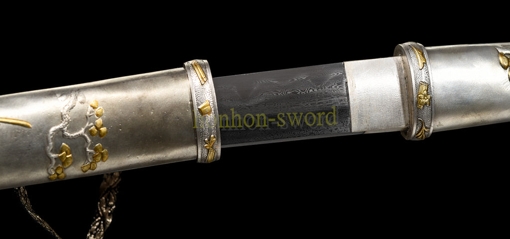 Épée de samouraï japonaise en acier plié noir, katana, lame tranchante faite à la main, noire 