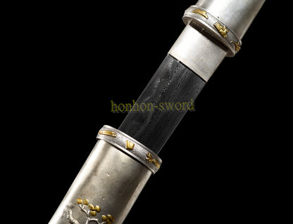 Épée de samouraï japonaise en acier plié noir, katana, lame tranchante faite à la main, noire 