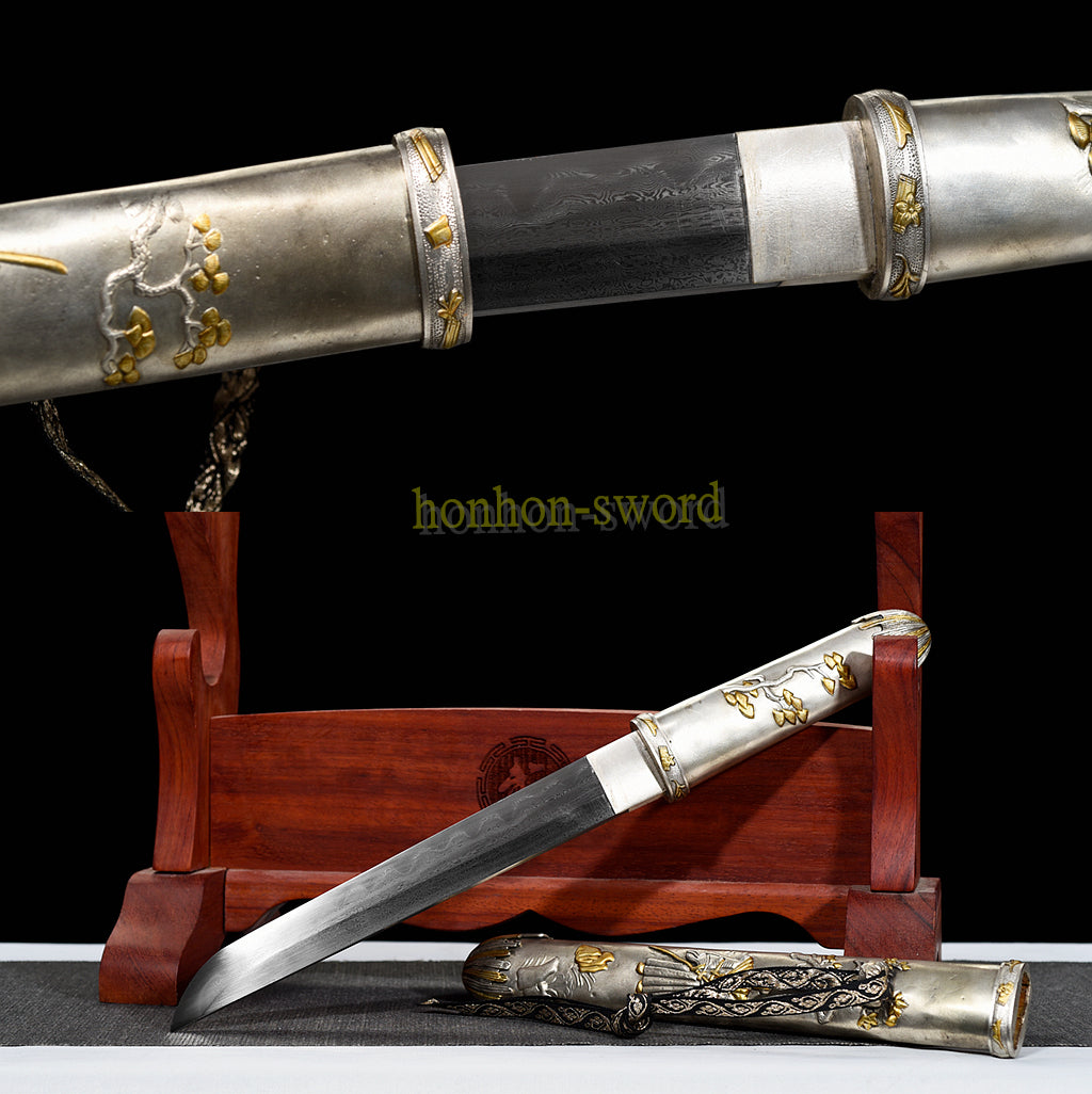 Épée de samouraï japonaise en acier plié noir, katana, lame tranchante faite à la main, noire 