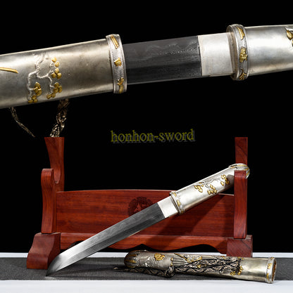 Épée de samouraï japonaise en acier plié noir, katana, lame tranchante faite à la main, noire 