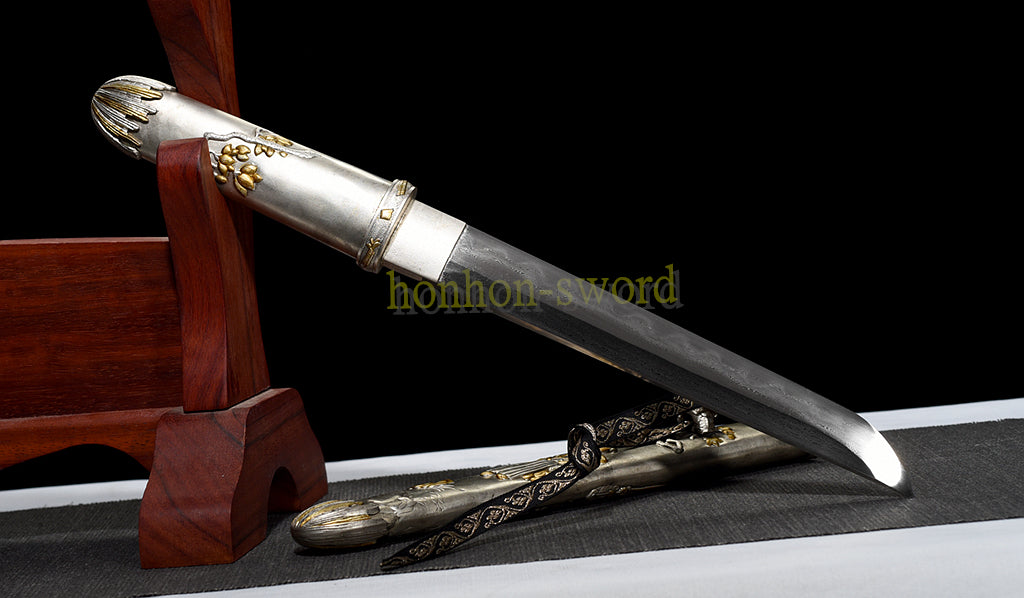 Épée de samouraï japonaise en acier plié noir, katana, lame tranchante faite à la main, noire 