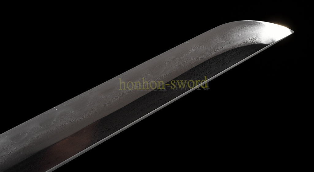 Épée de samouraï japonaise en acier plié noir, katana, lame tranchante faite à la main, noire 
