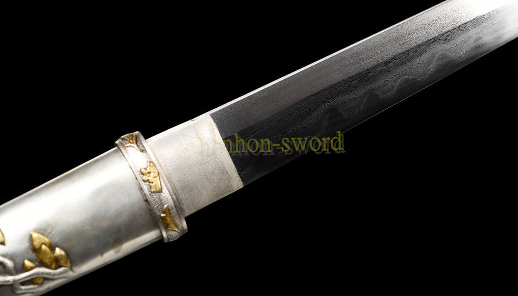 Épée de samouraï japonaise en acier plié noir, katana, lame tranchante faite à la main, noire 