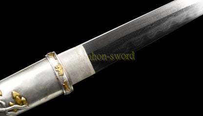 Épée de samouraï japonaise en acier plié noir, katana, lame tranchante faite à la main, noire 
