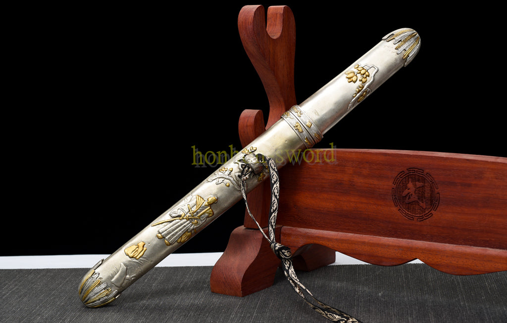 Épée de samouraï japonaise en acier plié noir, katana, lame tranchante faite à la main, noire 