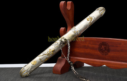 Épée de samouraï japonaise en acier plié noir, katana, lame tranchante faite à la main, noire 