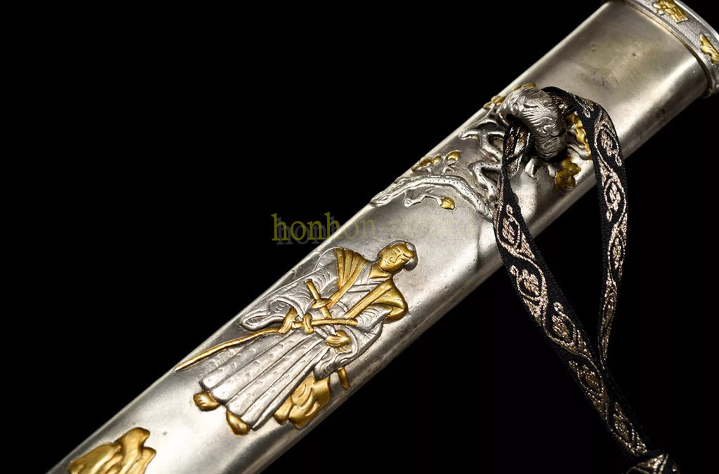 Épée de samouraï japonaise en acier plié noir, katana, lame tranchante faite à la main, noire 