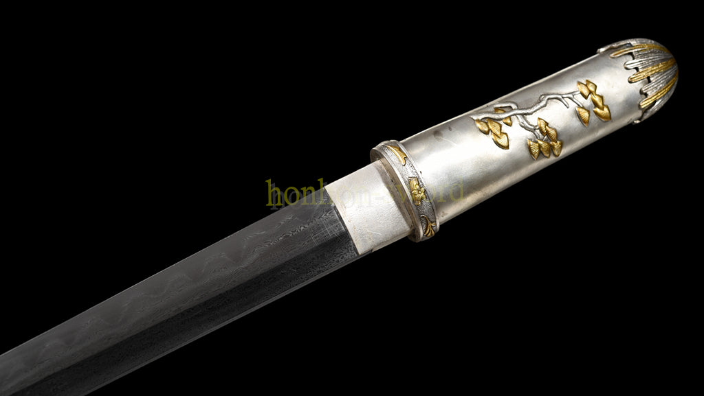Épée de samouraï japonaise en acier plié noir, katana, lame tranchante faite à la main, noire 