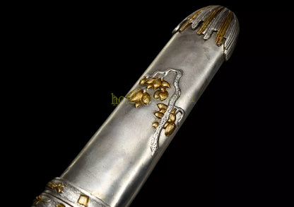 Épée de samouraï japonaise en acier plié noir, katana, lame tranchante faite à la main, noire 