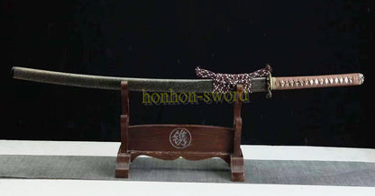 Functional Damascus Folded Steel Clay Tempered Katana Japanese Samurai Sword Black