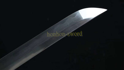 Functional Damascus Folded Steel Clay Tempered Katana Japanese Samurai Sword Black