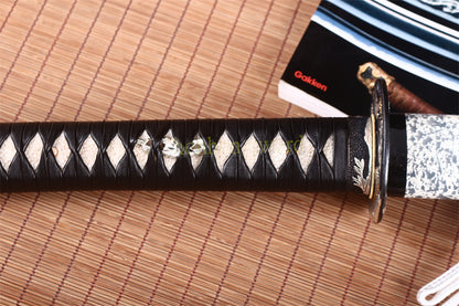 L6 Steel Clay Tempered Katana Choji Hamon Japanese Samurai Sword O Kissaki White