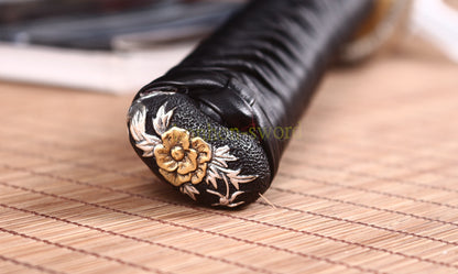 L6 Steel Clay Tempered Katana Choji Hamon Japanese Samurai Sword O Kissaki White