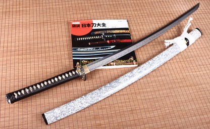 L6 Steel Clay Tempered Katana Choji Hamon Japanese Samurai Sword O Kissaki White