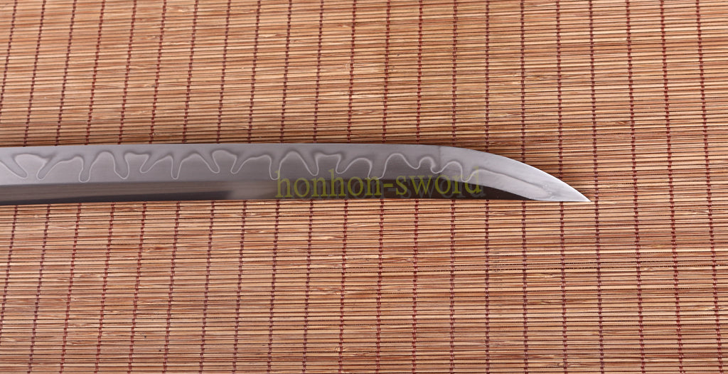 L6 Steel Clay Tempered Katana Choji Hamon Japanese Samurai Sword O Kissaki White