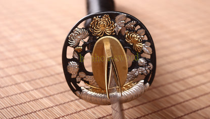 L6 Steel Clay Tempered Katana Choji Hamon Japanese Samurai Sword O Kissaki White