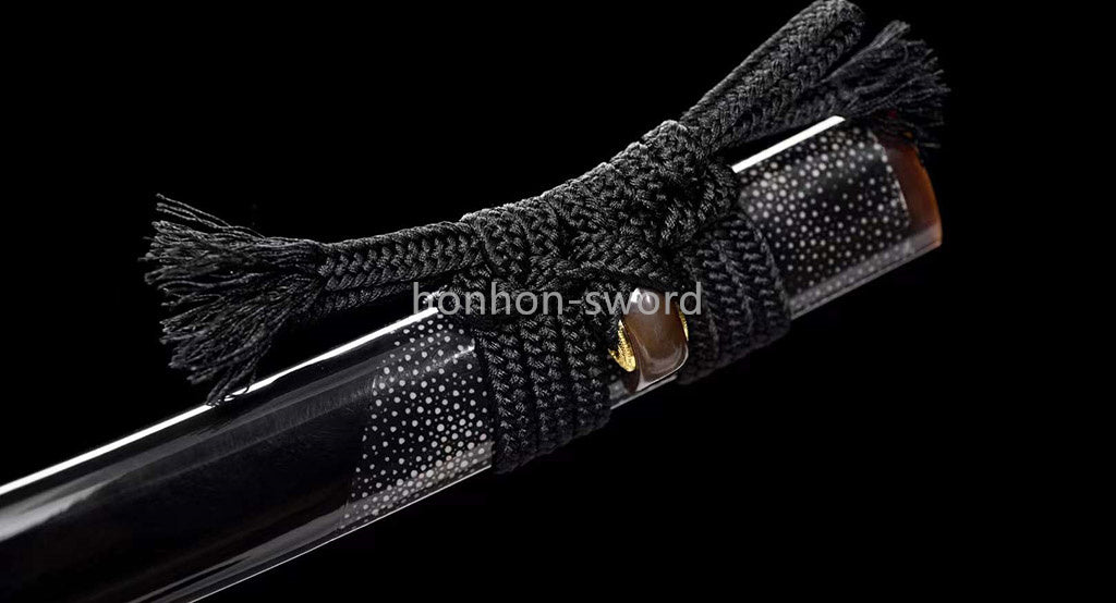 Épée de samouraï japonaise en acier plié noir, katana, lame tranchante faite à la main, noire 