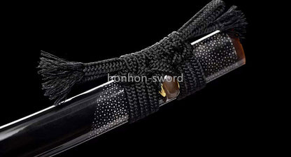 Épée de samouraï japonaise en acier plié noir, katana, lame tranchante faite à la main, noire 