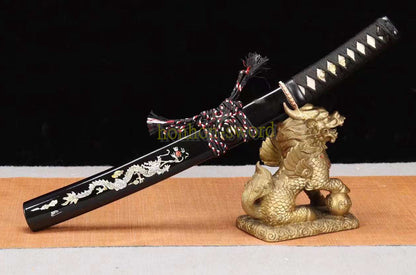 Épée de samouraï japonaise en acier plié noir, katana, lame tranchante faite à la main, noire 