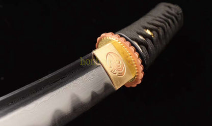 Épée de samouraï japonaise en acier plié noir, katana, lame tranchante faite à la main, noire 