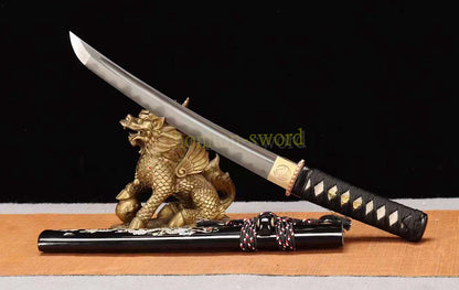 Épée de samouraï japonaise en acier plié noir, katana, lame tranchante faite à la main, noire 