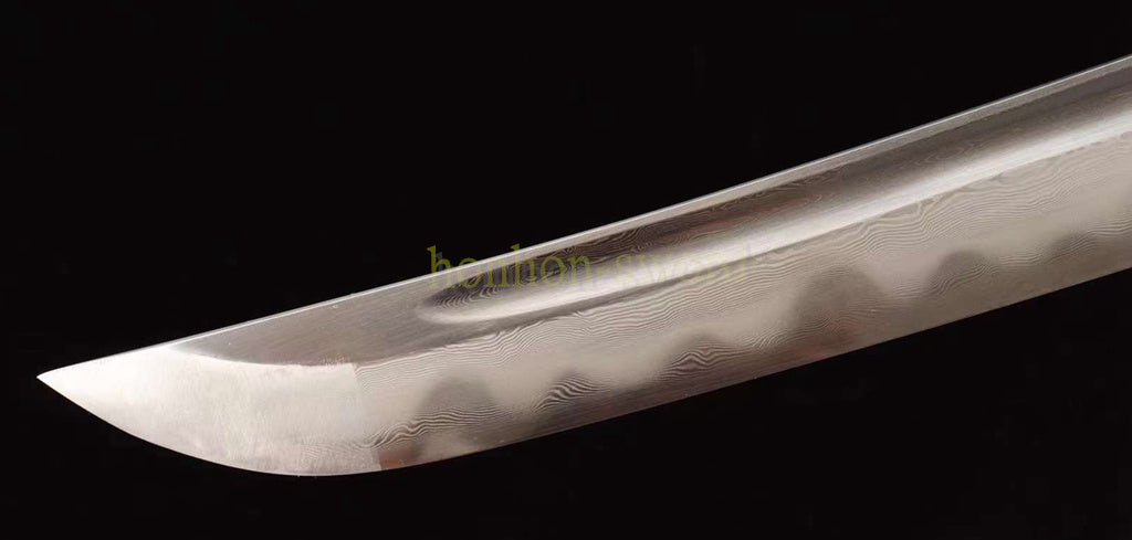 Épée de samouraï japonaise en acier plié noir, katana, lame tranchante faite à la main, noire 