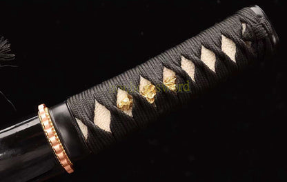 Épée de samouraï japonaise en acier plié noir, katana, lame tranchante faite à la main, noire 