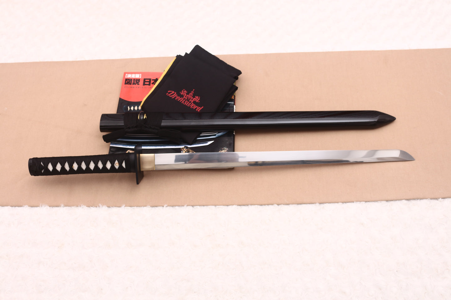 1095 Kohlenstoffstahl Katana Blaue Klinge Japanisches Samurai-Schwert Full Tang Schwarz 