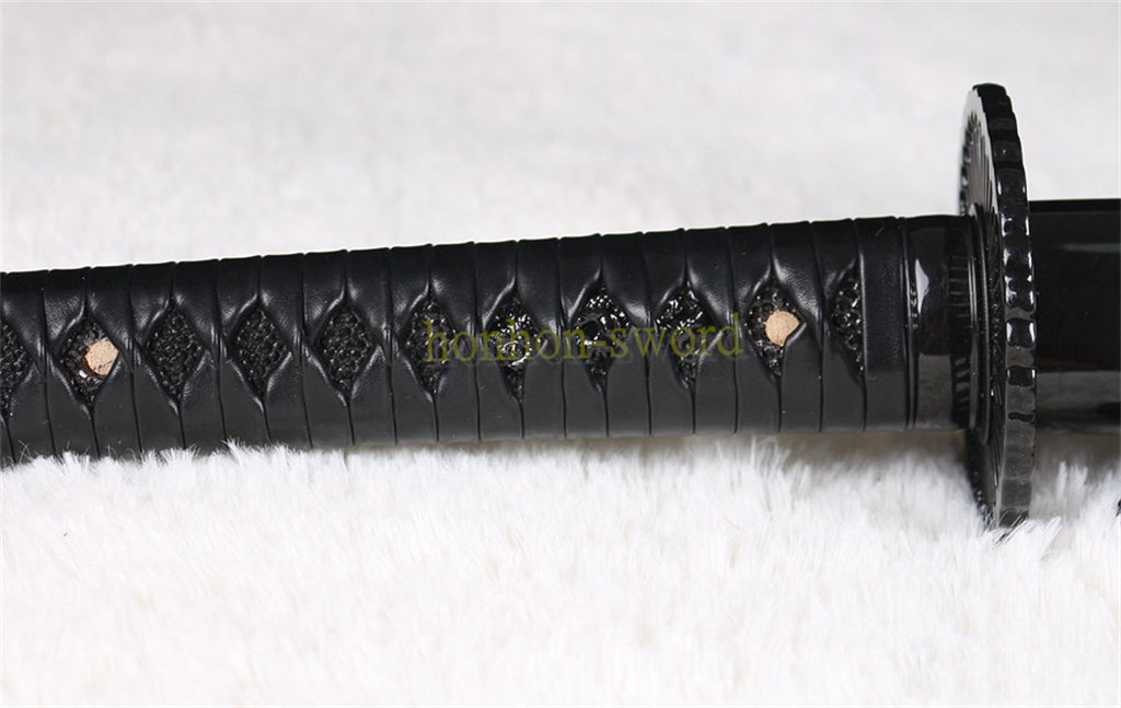 Functional 9260 Spring Steel Katana Black Blade Japanese Samurai Sword Sharp for Battle