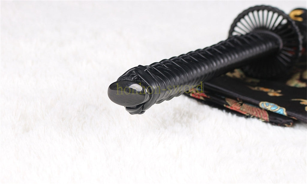 Functional 9260 Spring Steel Katana Black Blade Japanese Samurai Sword Sharp for Battle