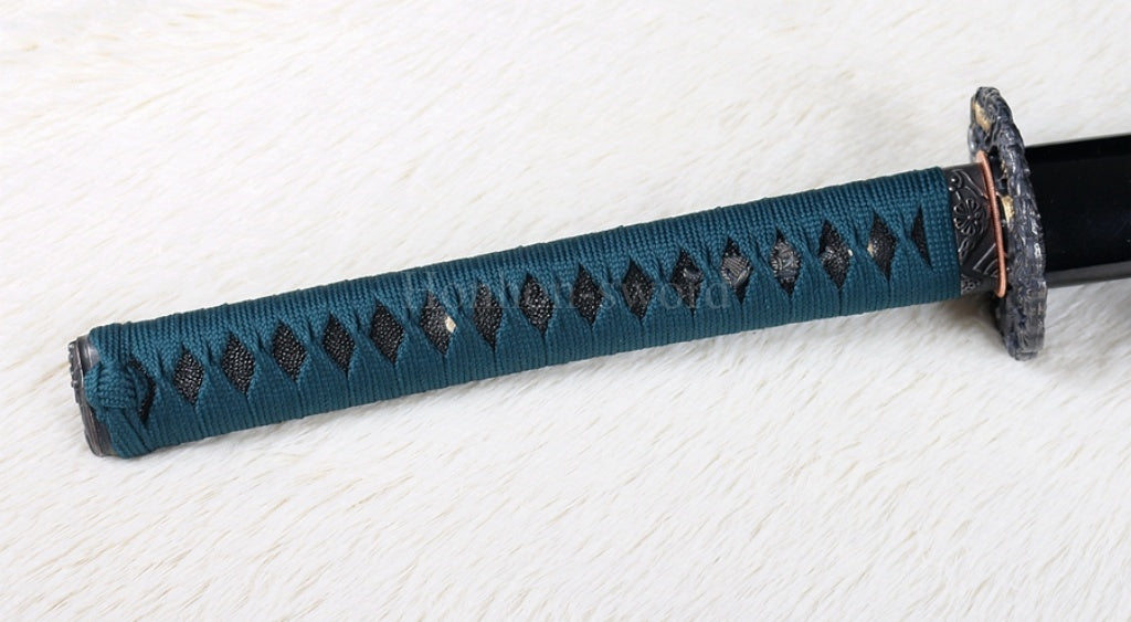 Katana à lame bleue en acier à haute teneur en carbone 1095, épée de samouraï japonais, épée complète noire 