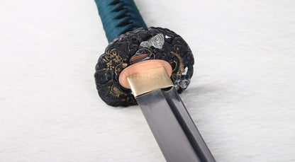 Katana à lame bleue en acier à haute teneur en carbone 1095, épée de samouraï japonais, épée complète noire 