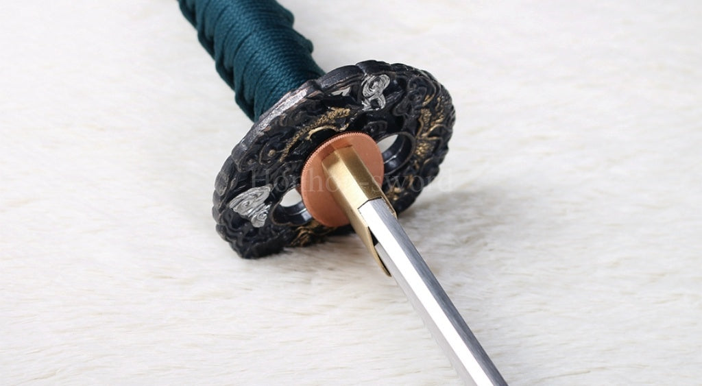 Katana à lame bleue en acier à haute teneur en carbone 1095, épée de samouraï japonais, épée complète noire 