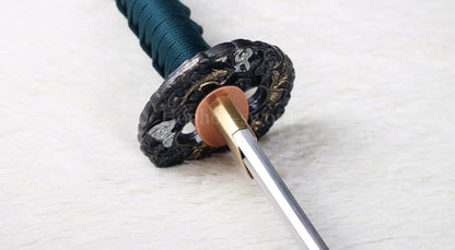 Katana à lame bleue en acier à haute teneur en carbone 1095, épée de samouraï japonais, épée complète noire 