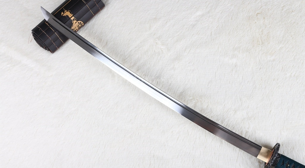 Katana à lame bleue en acier à haute teneur en carbone 1095, épée de samouraï japonais, épée complète noire 