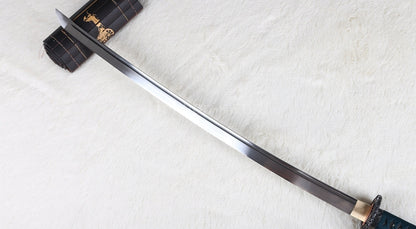 Katana à lame bleue en acier à haute teneur en carbone 1095, épée de samouraï japonais, épée complète noire 