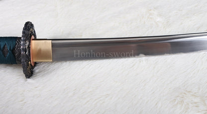 Katana à lame bleue en acier à haute teneur en carbone 1095, épée de samouraï japonais, épée complète noire 