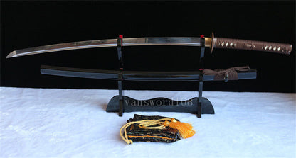 Katana à lame bleue en acier à haute teneur en carbone 1095, épée de samouraï japonais, épée complète noire 