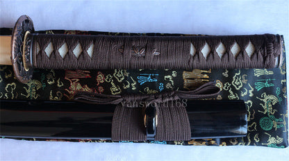 Katana à lame bleue en acier à haute teneur en carbone 1095, épée de samouraï japonais, épée complète noire 