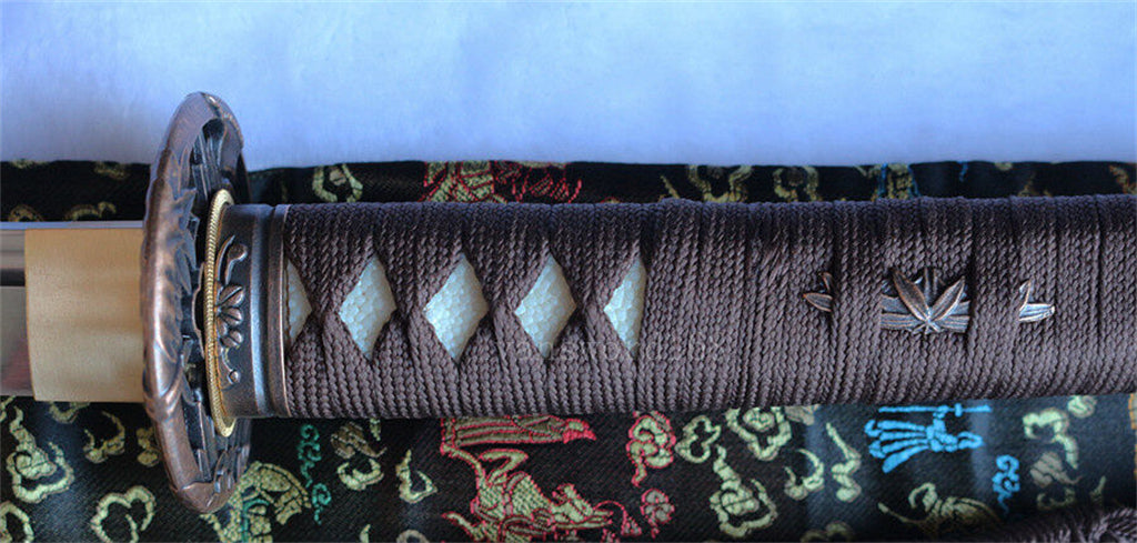 Katana à lame bleue en acier à haute teneur en carbone 1095, épée de samouraï japonais, épée complète noire 