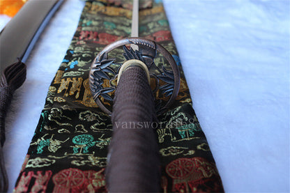 Katana à lame bleue en acier à haute teneur en carbone 1095, épée de samouraï japonais, épée complète noire 