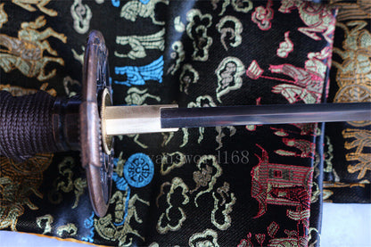 Katana à lame bleue en acier à haute teneur en carbone 1095, épée de samouraï japonais, épée complète noire 