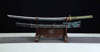 1095 Kohlenstoffstahl Katana Blaue Klinge Japanisches Samurai-Schwert Full Tang Schwarz 