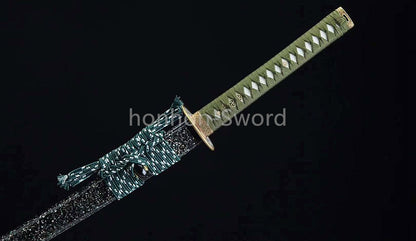 1095 Kohlenstoffstahl Katana Blaue Klinge Japanisches Samurai-Schwert Full Tang Schwarz 