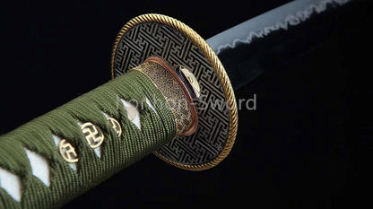1095 Kohlenstoffstahl Katana Blaue Klinge Japanisches Samurai-Schwert Full Tang Schwarz 