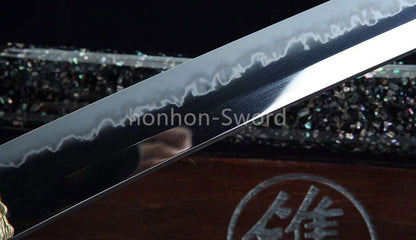 1095 Kohlenstoffstahl Katana Blaue Klinge Japanisches Samurai-Schwert Full Tang Schwarz 