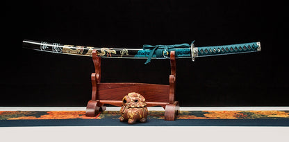Katana en acier à haute teneur en manganèse, épée de samouraï japonais, prête pour la bataille, Saya blanche dorée 