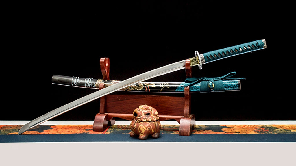 Katana en acier à haute teneur en manganèse, épée de samouraï japonais, prête pour la bataille, Saya blanche dorée 