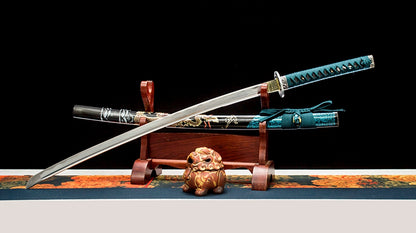 Katana en acier à haute teneur en manganèse, épée de samouraï japonais, prête pour la bataille, Saya blanche dorée 